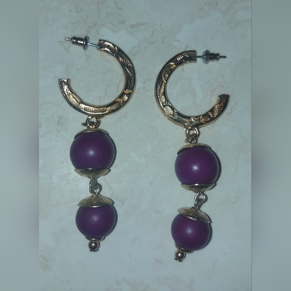 Vintage purple dangle earrings - Picture 1 of 3